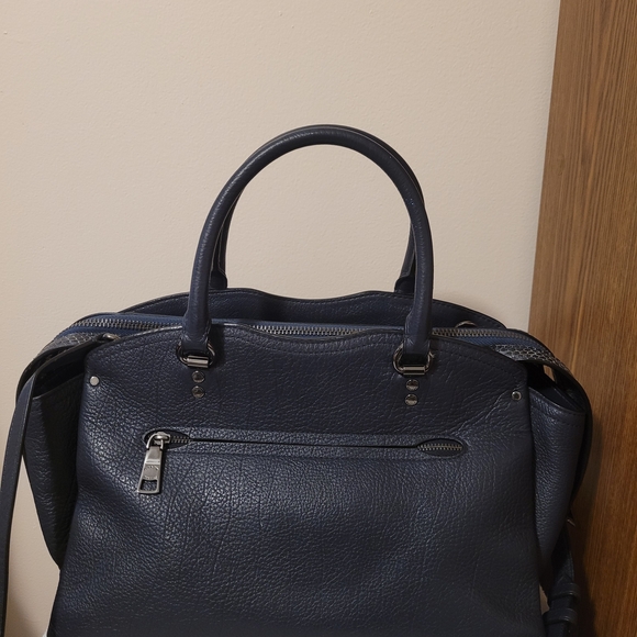 Coach Navy Leather Satchel Bag - Picture 11 of 13